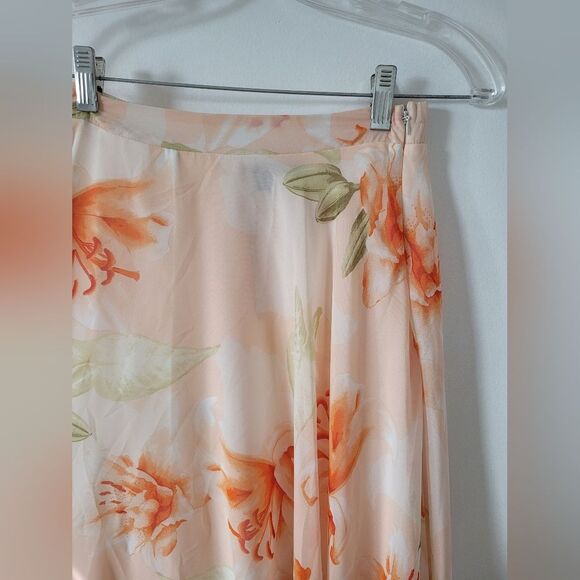 NEW Petal Roz Floral Maxi Skirt Orange Pastel Flowy Fairy Cottage Ethereal Small - Picture 3 of 7